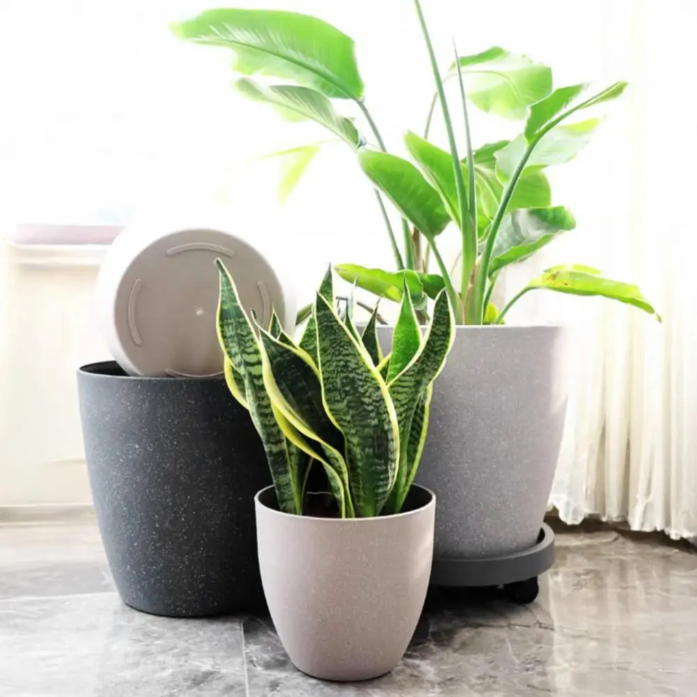 Indoor Planters for Plants Weather Resistant Garden Planters Modern Stone-look Plant Pot with Saucer Gray Flower Planter