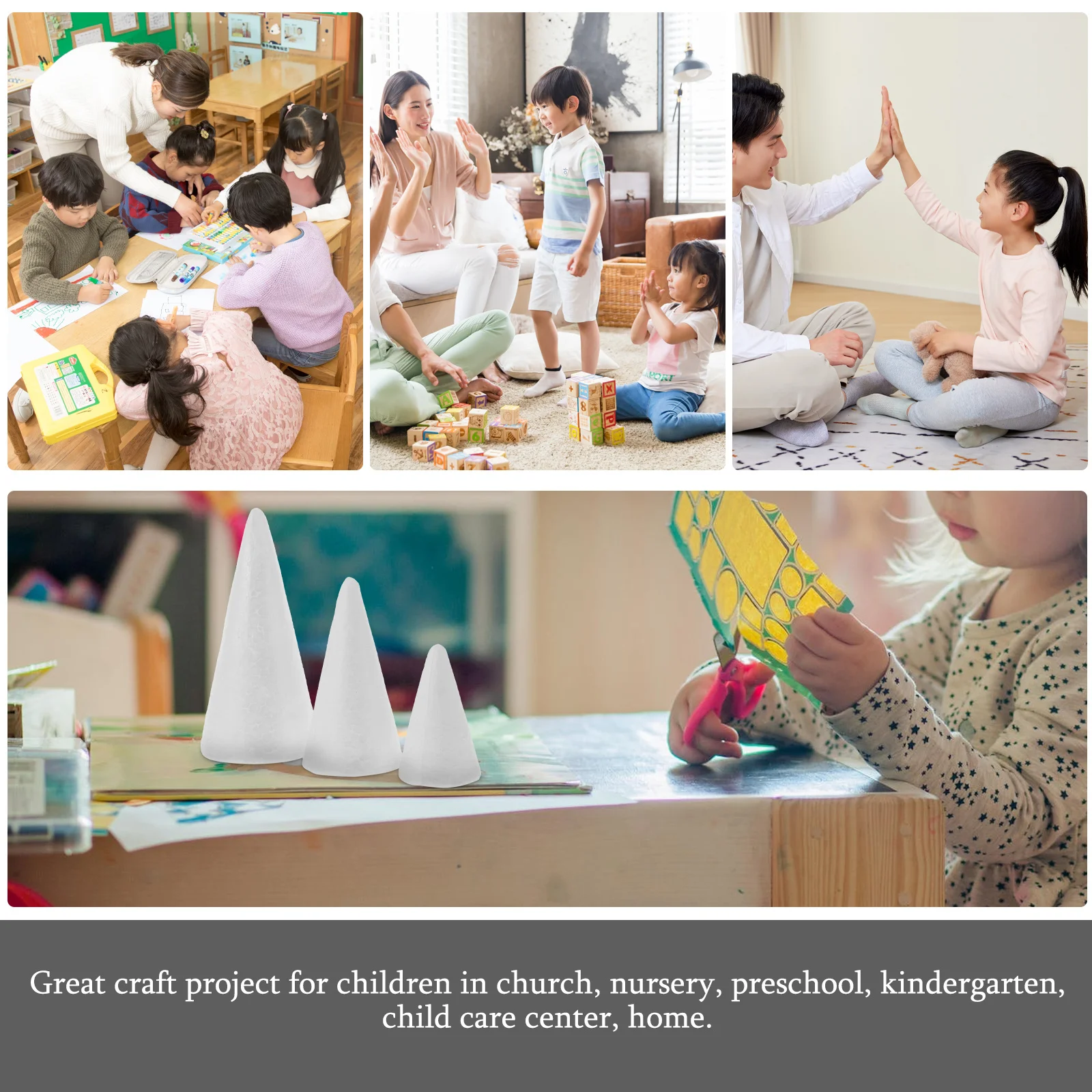 

30pcs Foam Cones White Cone Shape For Diy Crafts Kids Painting Polystyrene Art Supplies Decorative Craft Material Children Foams