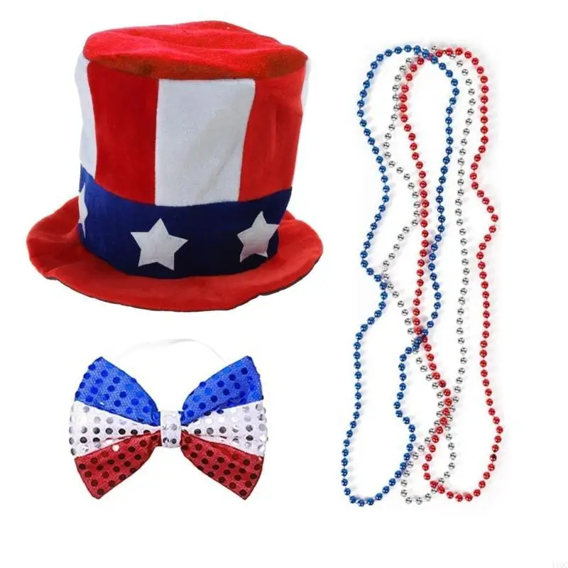 Independance Day Accessories Hat Headband Stockings Necklaces Set for Women