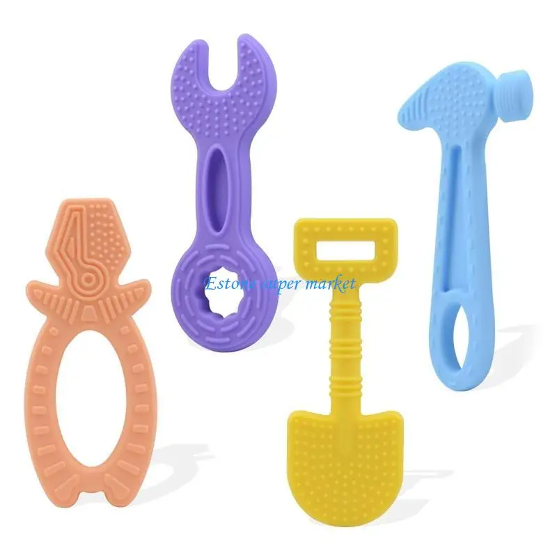 

090B 4pcs Baby Teething Set Silicone Baby Chew Toy for Boys Girls Sucking Needs