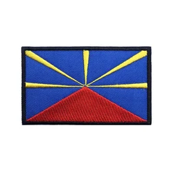Niwang Island Flag Reunion Patches Armband Embroidered Patch Hook & Loop Iron On Embroidery Badge Military Stripe
