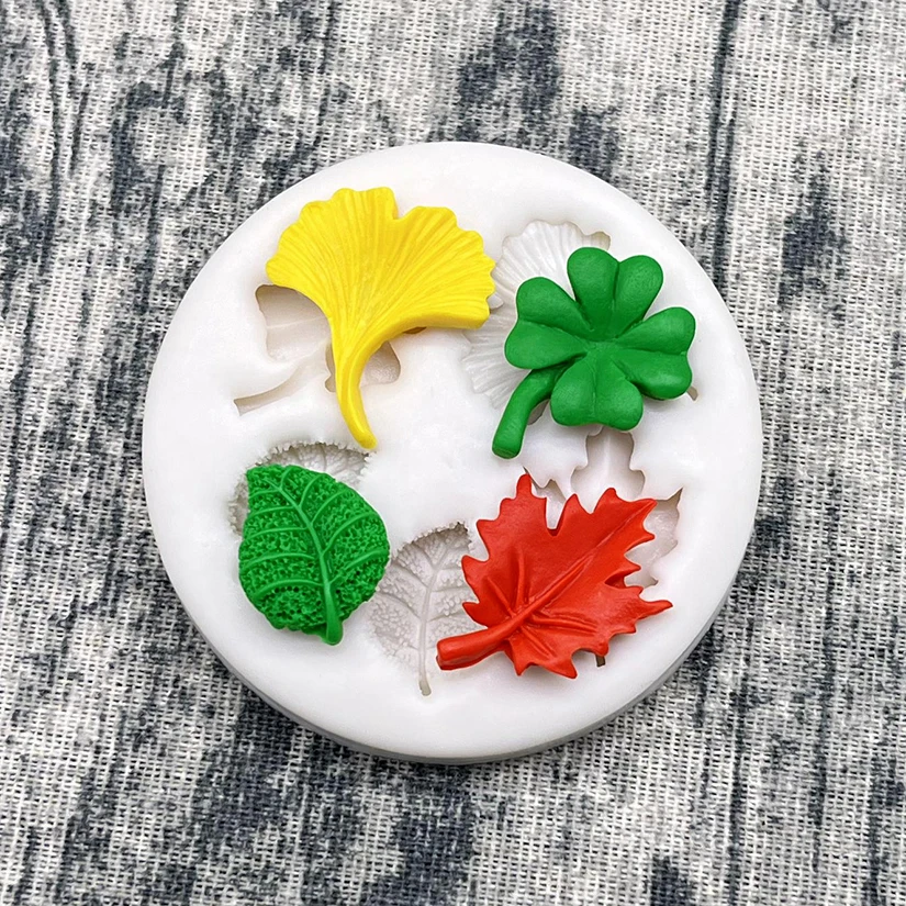 Ginkgo Maple Four Leaf Clover Silicone Sugarcraft Mold Resin Tools Cupcake Baking Mold Fondant Cake Decorating Tools