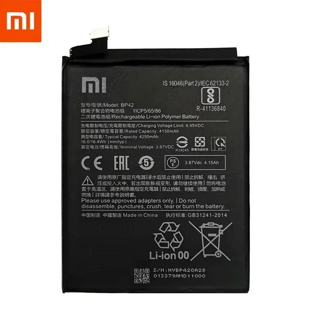 Bateria 100% original bp42 para xiaomi mi 11 lite bp42, bateria de substituição genuína para telefone, bateria 4250mah, envio rápido