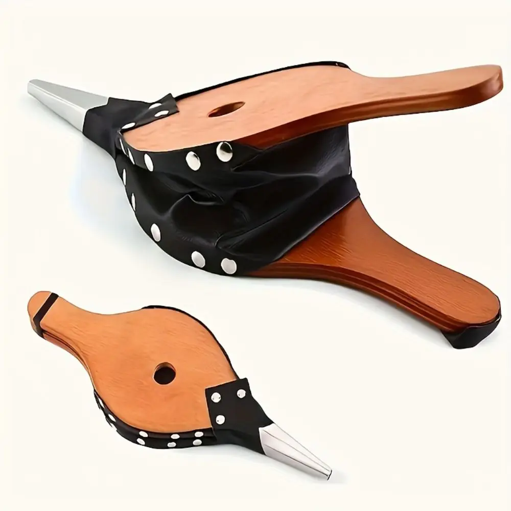 편안한 긴 손잡이 나무 BBQ 블로워 가죽 벨로우즈 금속 노즐 수동 에어 블로워 빠른 점화기 정교한 레트로