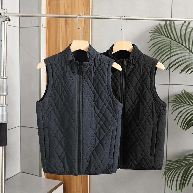 

Luxury 00% Wool Vest Jaet Men's Color Stand Collar Filled Outerwear Faionable Urban Sle Winter Youth Casual