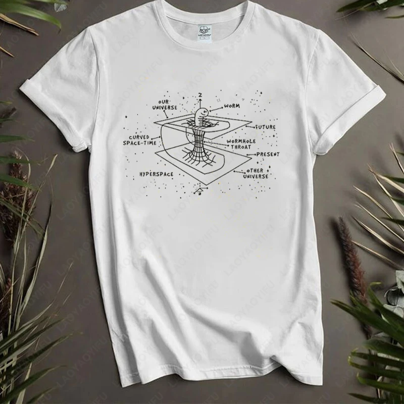 السماوية الثقب الدودي الوقت القطن التي شيرت الفضاء الاعوجاج الحفرة السوداء الكون تيز الفيزياء الفلكية علم الفلك البعد الرجال النساء بلايز