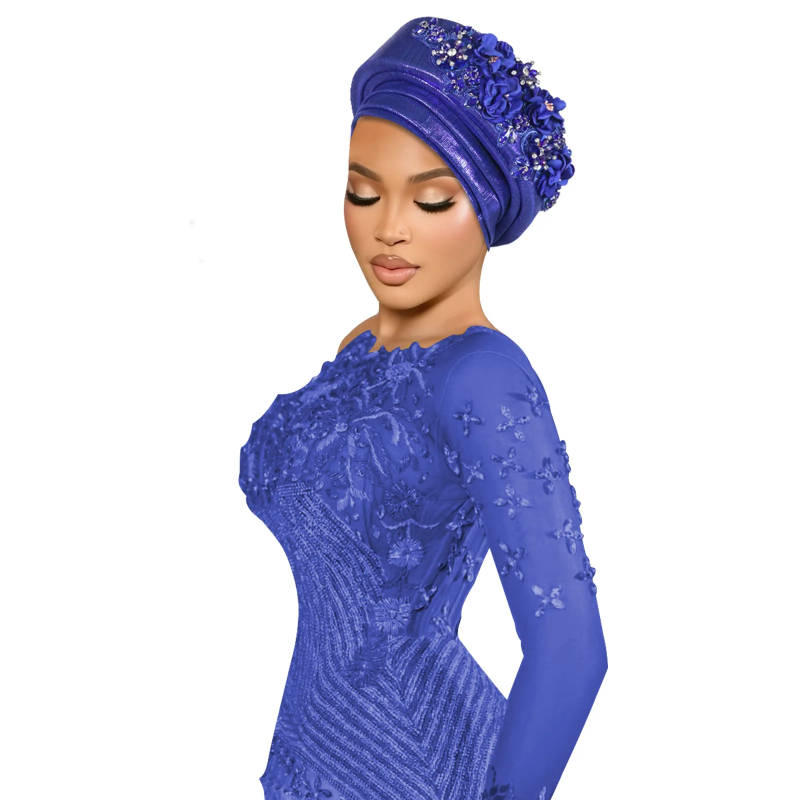 Exquisitos apliques, turbante africano para mujer, listo para usar, Nigeria Auto Gele, pañuelo para la cabeza, moda femenina, turbante para mujer