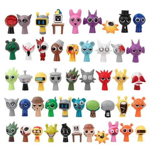 48pcs/Set 3cm Mini Sprunki Action Figure Toy Cartoon Movie Sprunki Wenda Model Doll Figurines Kids Gift