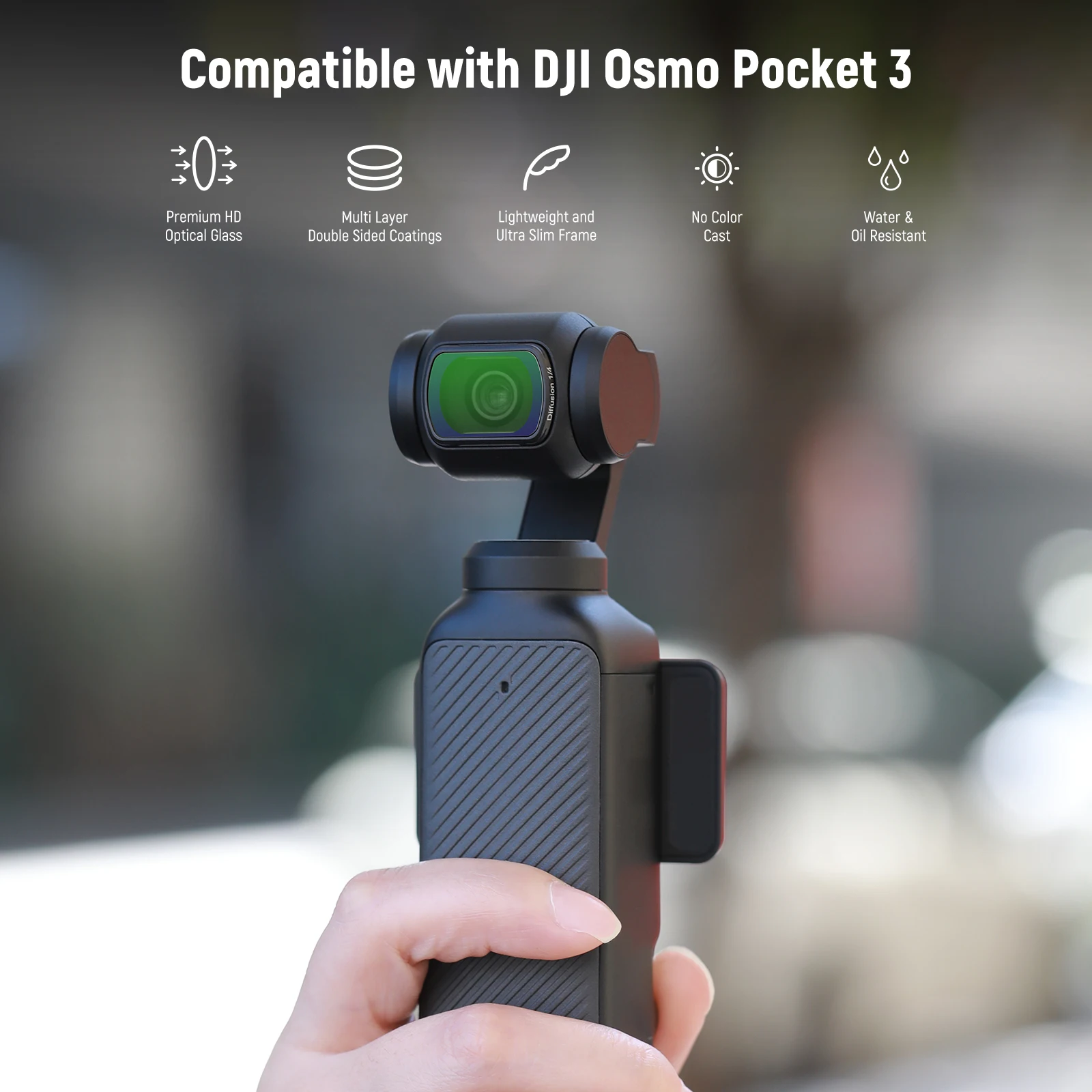 NEEWER Magnetic Black Diffusion 1/4 Effect Filter For DJI OSMO Pocket 3 Dreamy Cinematic Mist Lens Filter Ultra Slim HD Glass