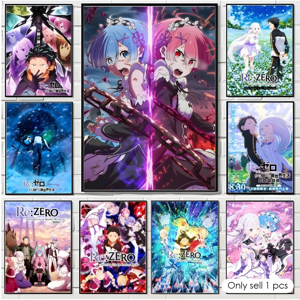 Anime R-Re Zero Poster Decorative Wall Art Stickers Mural Photo Print for Home Living Room Hallway Decor