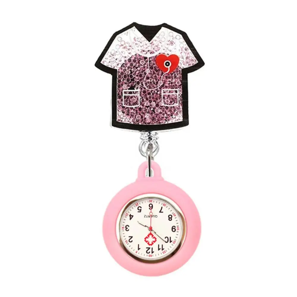 Women PVC Retractable Watch Brooch Cute Appearance Lovely Nurse Pocket Watches Colourful Doctor Pocket Watch Nurse Gifts