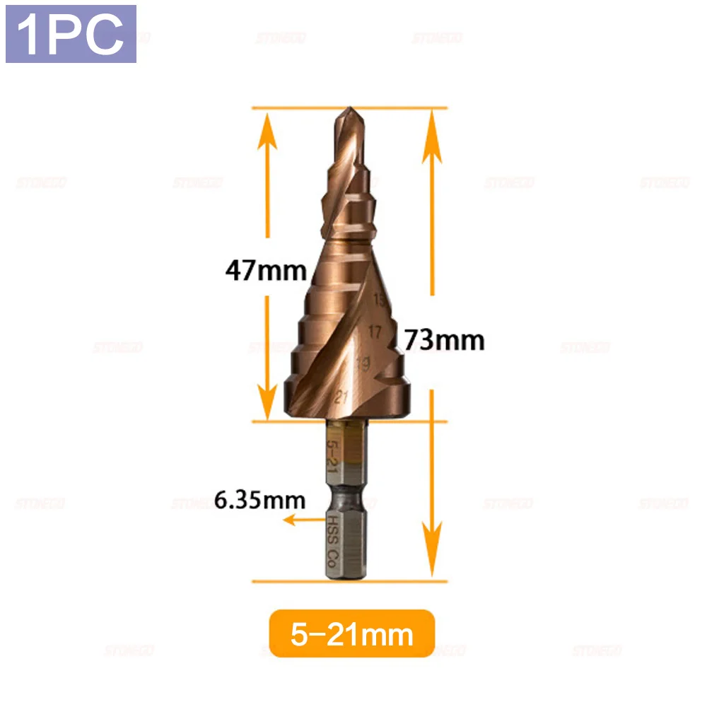 STONEGO HSS M35 الكوبالت خطوة مثقاب الخشب HSS CO عالية السرعة الصلب مخروط عرافة عرقوب 4-12 مللي متر/4-20 مللي متر/5-21 مللي متر/5-27 مللي متر/4-32 مللي متر