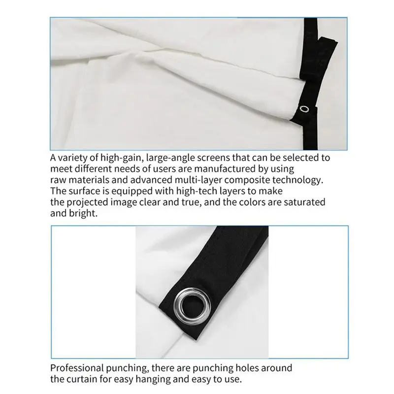 A14M Portable Projector Screen for Home Theater Outdoor HD White Foldable Anti-Crease (72Inch)