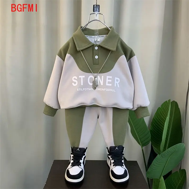 

Boy Girls Sweatshirt Spring Autumn Clothing Junior Kid Fashion Jacquard Letter Children's Top and Bottom Two-piece Suit 2-12Y