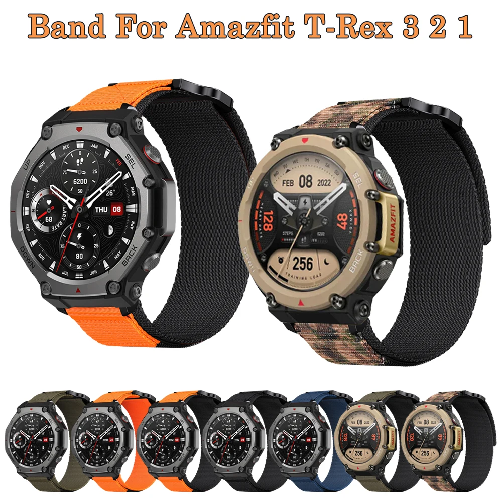 النايلون جديلة حزام ل Amazft T-REX 3 حزام ساعة اليد ل Amazfit T Rex 2 الرياضة مطاطا حزام الساعات ل Amazfit T-rex معصمه الفرقة