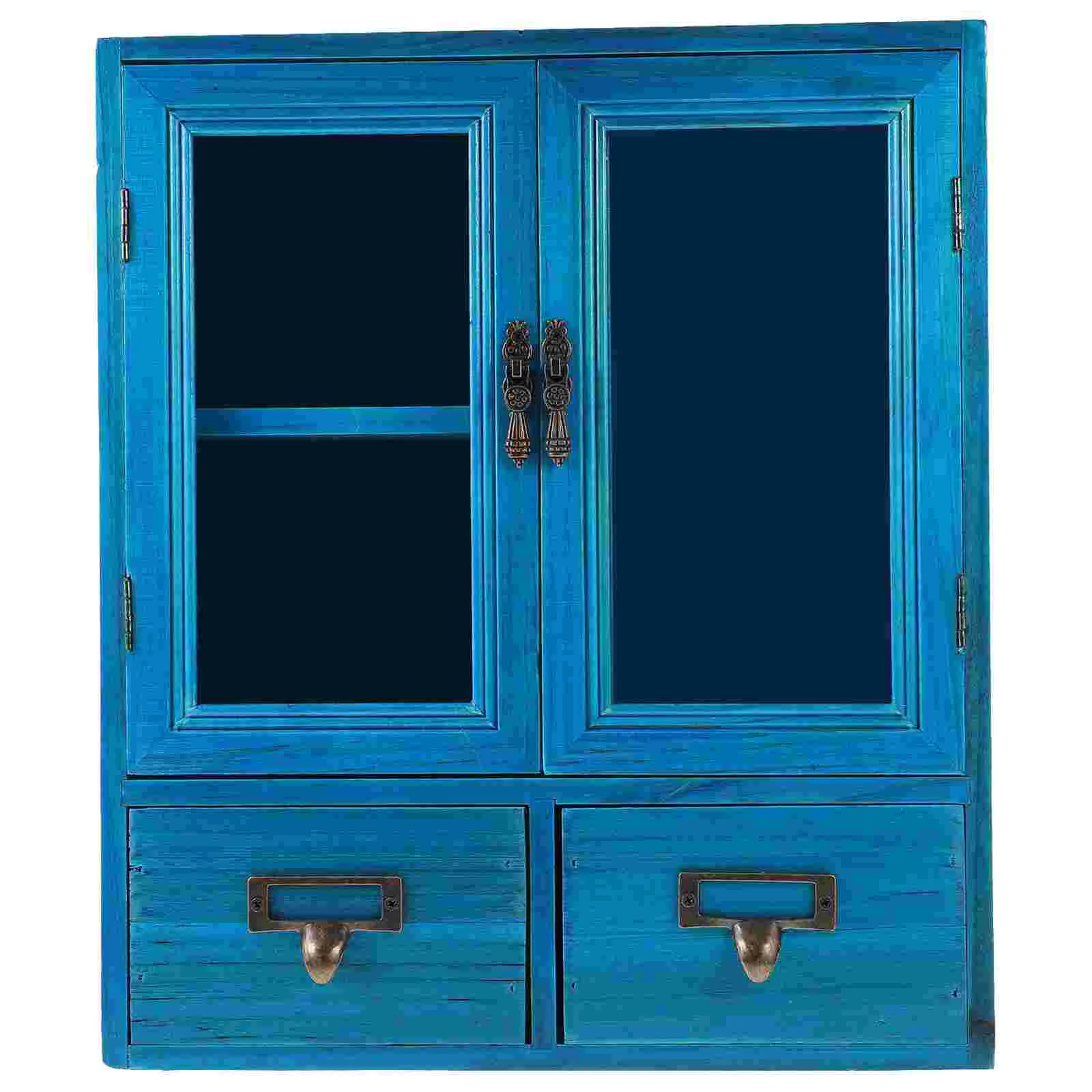 Decorative Wall Cabinet House Wooden Decoration Furniture Countertop Storage Display Cabinets Showcase Vintage Wood Double Door