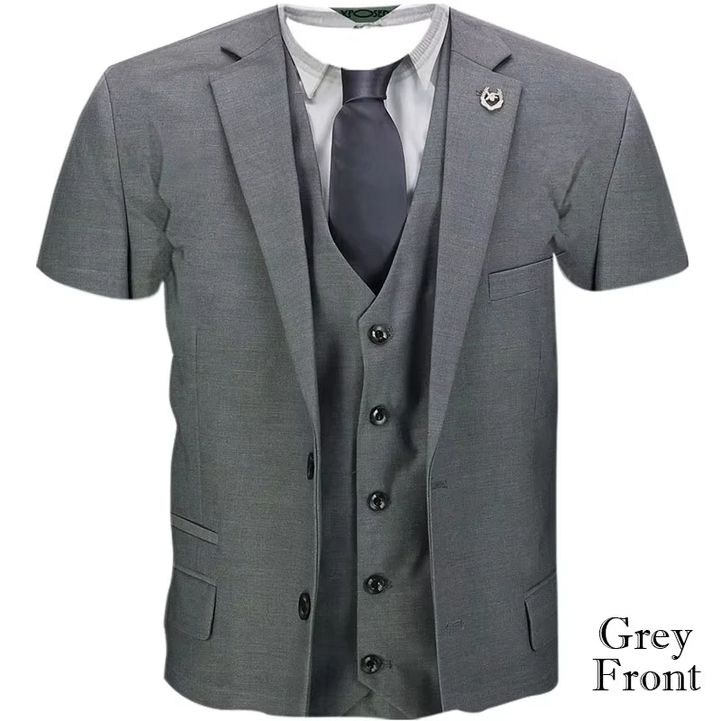 2026 Neues 3D-Druck Fake-Anzug T-Shirt für Herren, Damen und Kinder – Lustiges Blazer-, Westen- und Krawatten-Design, kurzärmeliges Grafik-T-Shirt, Party-Kostüm, lässige Oberteile – Detail 7