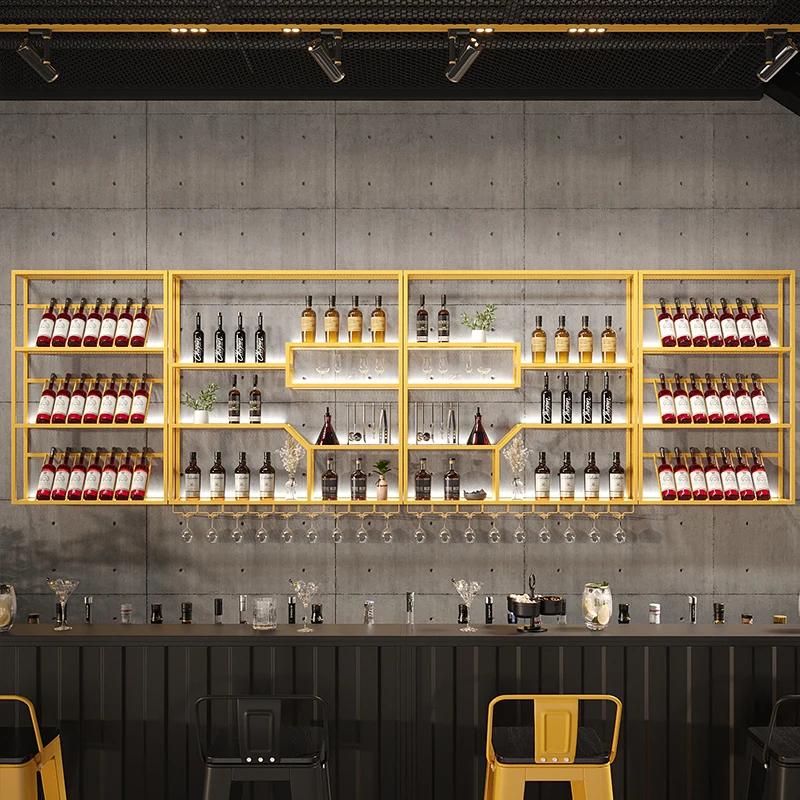 Industrial-style wine racks, wall storage racks, creative display racks, bar clear bars, music restaurants, wall storage racks