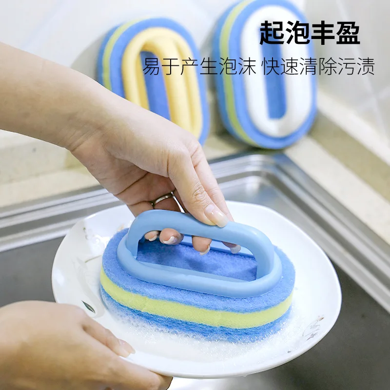 2023 Bathtub Brush Washbasin Sponge Brush Bathroom Bathroom Wall Countertop Tile Cleaning Brush Kitchen Sponge Wipe