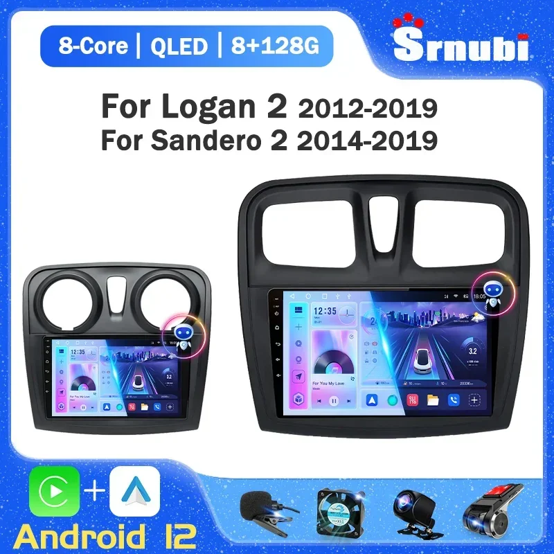 

Srnubi 2Din Android 12 Car Radio for Renault Logan 2 Sandero 2 2012 - 2019 Multimedia Video Player Carplay 4G WIFI GPS Head Unit