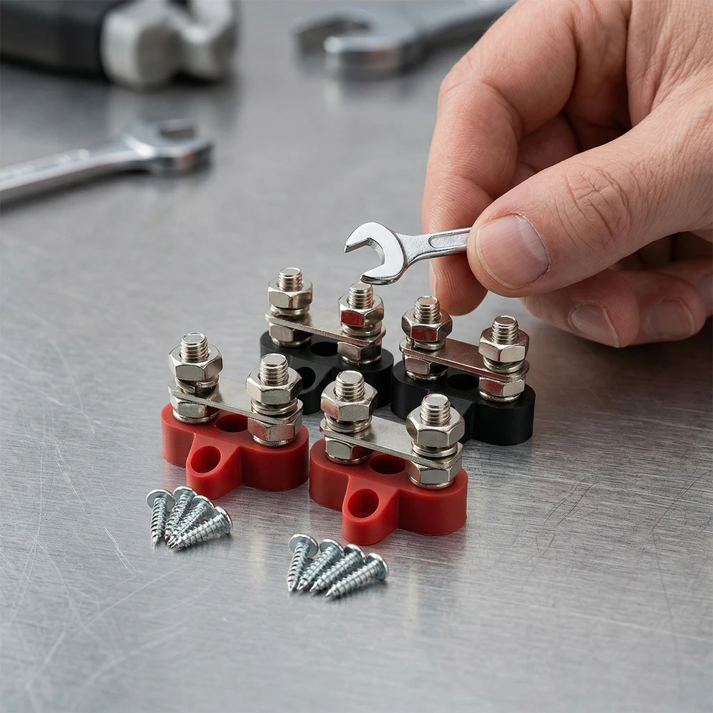 M8 Terminal Block Studs Bus Bar Positive Negative Heavy Duty Power Distribution Stud for Truck RV Boat