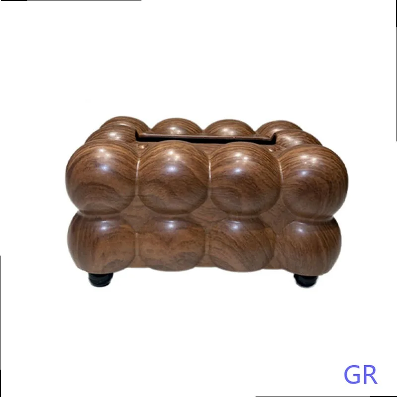 Century Modern Tissue Box Cover Walnut Wood Grain Decorative Napkin Holder for Living Room view 5