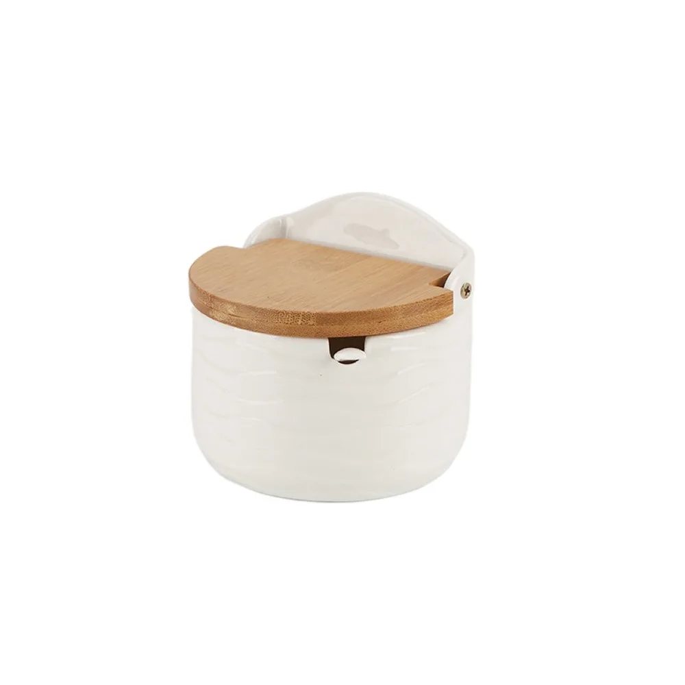 

Bamboo Lid Ceramic Seasoning Jar Set Serving Spoon Wooden Tray Kitchen Condiment Container Anti-slip Moisture-proof