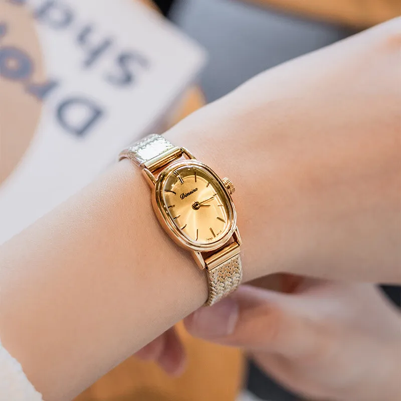 New Women'S Wristwatch, Oval-Shaped Vintage Watch Antique Women'S Watch, Exquisite Women'S Wristwatch, Fashionable Quartz Watch.
