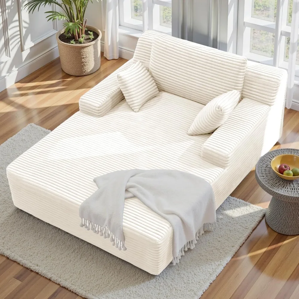 

Большой шезлонг, 51 дюйм, для дома, без сборки, глубокий диван-кровать, вельветовый диван-кровать с 2 подушками для Re