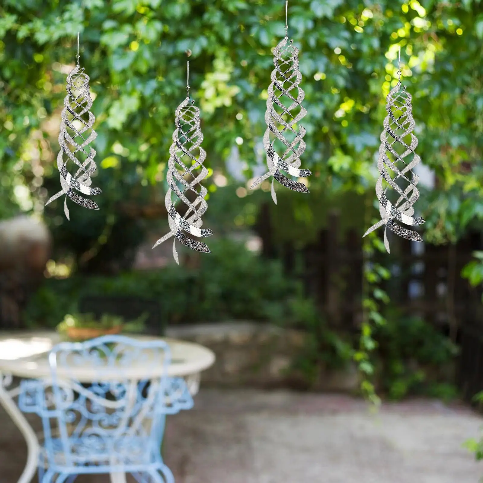 4 Pieces Wind Spinner Hanging Ornament Yard Art Decorative Gift Sparkly Rotating for Backyard Patio Home Outdoor Balcony