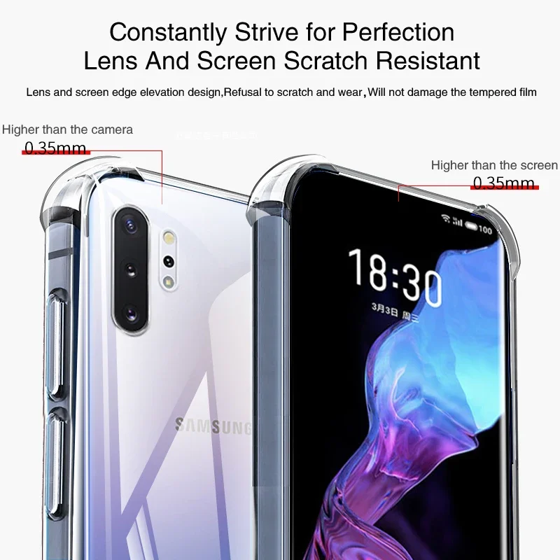 Airbag Anti Drop Phone Cases for Samsung Galaxy Note10 Note 10 Plus Lite 10Plus 10Lite 5G Soft Clear Shockproof Bumper Cover Bag