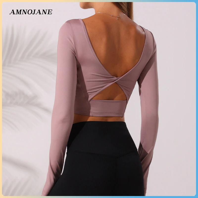 Gym Fitness Yoga Shirt Women Sports Bras Long Sleeve Built In Bra Top Tshirt Sport Workout Activewear Tight Tops Undershirt