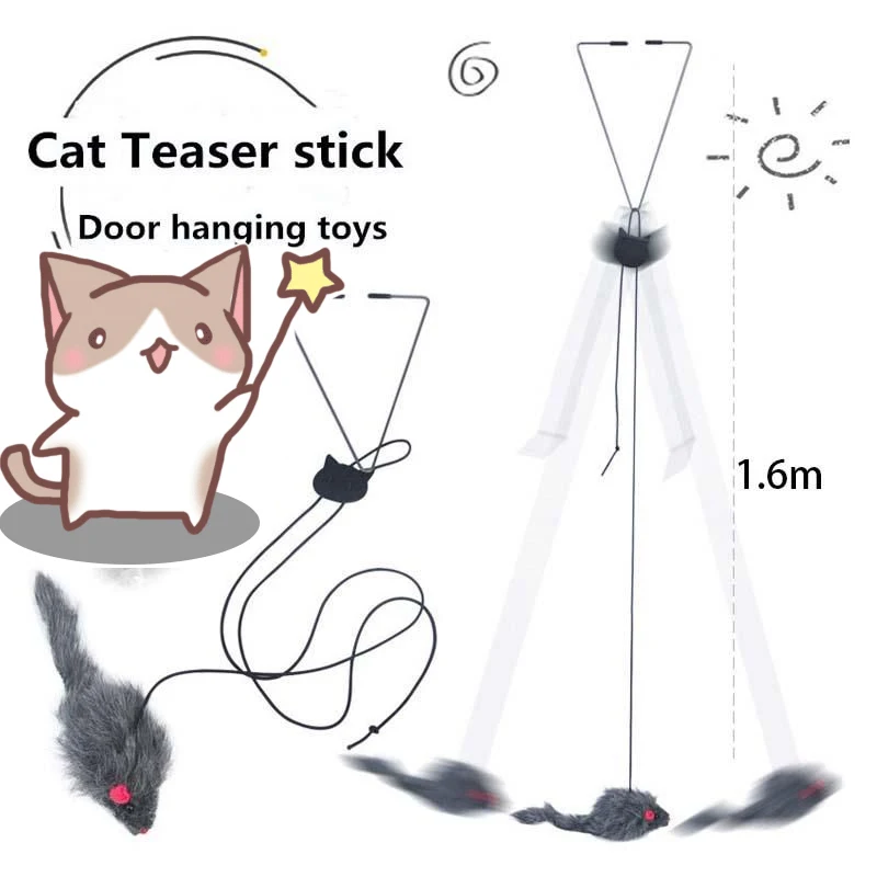 

Retractable Hanging Door Cat Toys Funny Cat Scratch Plush Mouse Interactive Chew Bite Kitten Pet Toy Stick Pet Cat Supplies