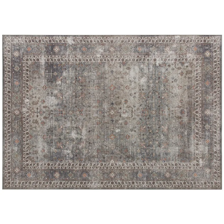 

Machine Washable Area Rug 5x7, Non-Slip Traditional Floor Cover Foldable Carpet for Living Room, Dark Mixed-Brown