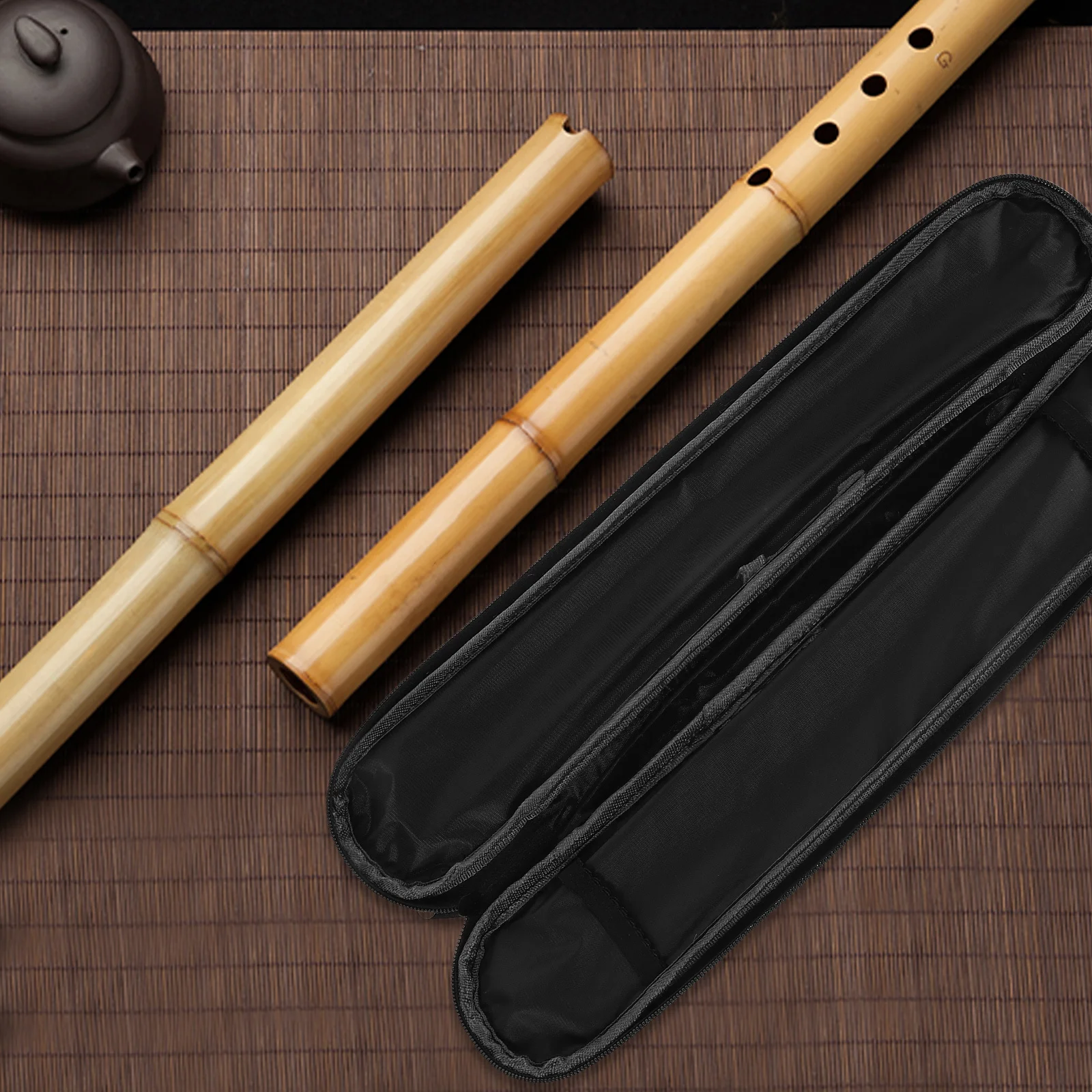 

Waterproof Flute Case Portable PU Recorder Clarinet Storage Bag Lightweight Travel Double Compartment Musician Carrying