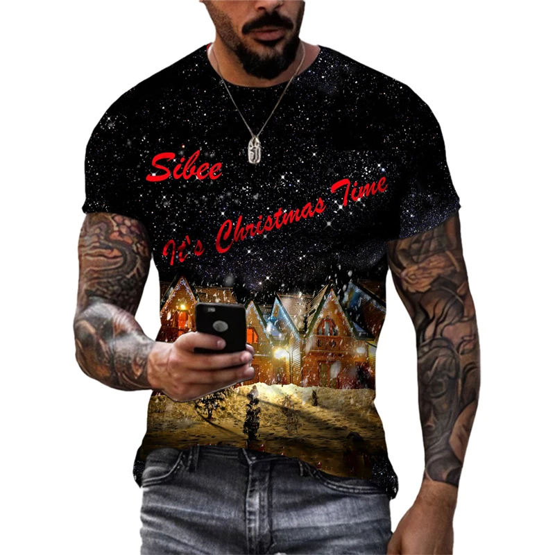 Fashion Unisex Funny Christmas Mood graphic t shirts Trend Men Celebrate Holiday Casual Printing O-neck Short Sleeve Tees Tops