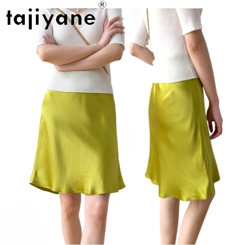 TAJIYANE 100% Real Mulberry Silk Skirts for Women Elegant Satin Mini Skirt Short Summer Skirt Woman Clothing 2026 юбка женская