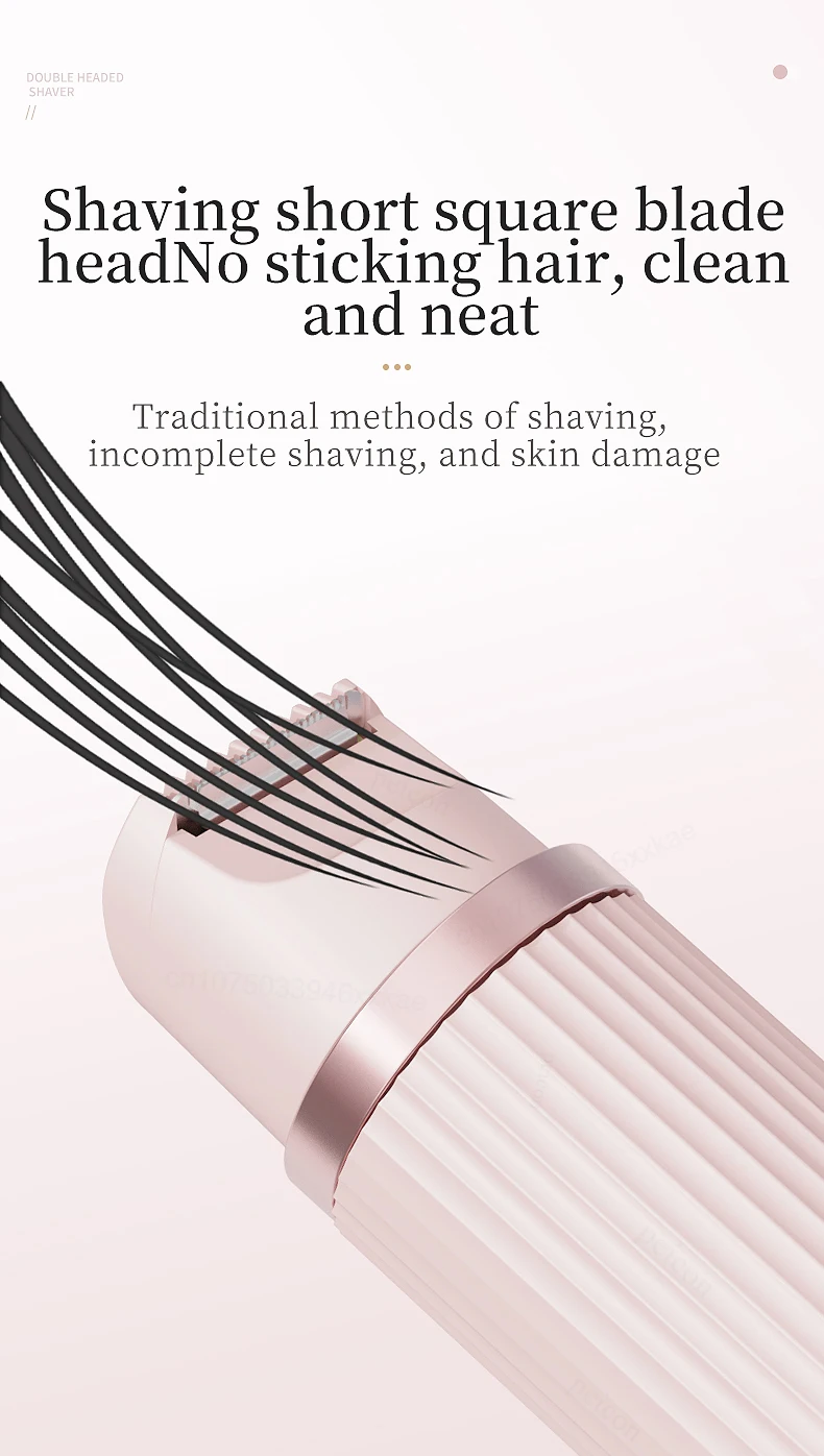 Elektrorasierer für Damen, 2-in-1-Haarschneider für Bikinizone, kabellos, wasserdicht, wiederaufladbar, Nass-/Trockengebrauch, abnehmbarer Doppelkopf-Rasierer – Detail 8