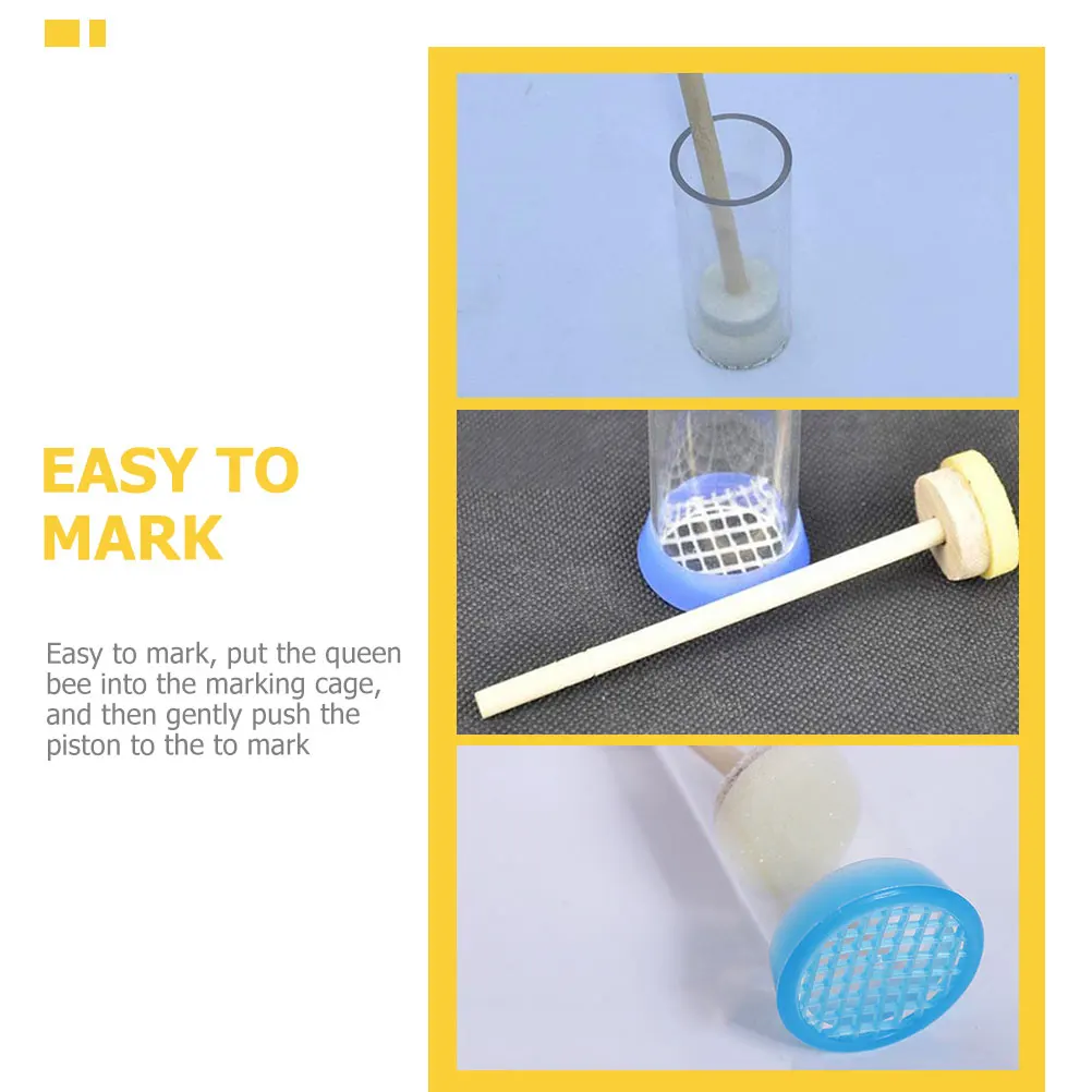 

Lightweight Plastic Wooden Sponge Marking Cages Marker Bottle Practical Beekeeping Assistant Tool Equipment
