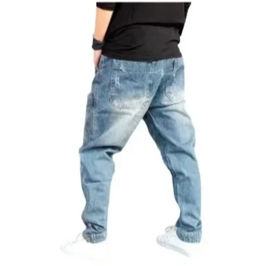 Jeans Heren Hip Hop Streetwear Denim Broek Zakken Losse Rits Mid Taille Broek 2025, Vintage Denims
