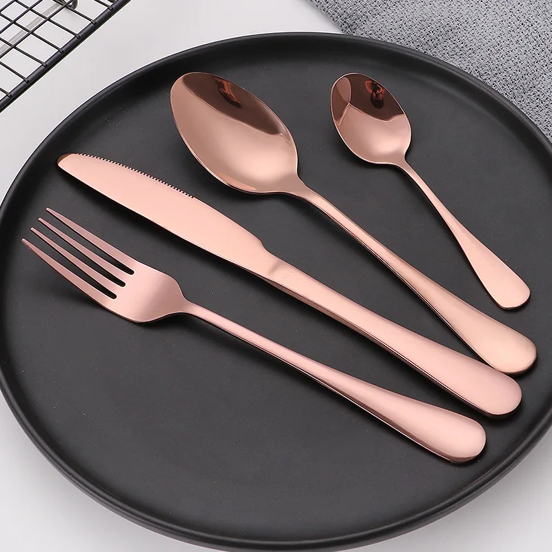 4pcs Stainless Steel 410 Business Party Gifts Flatware Gold cutlery de acero inoxidable set Rose Gold Spoon Fork Knife