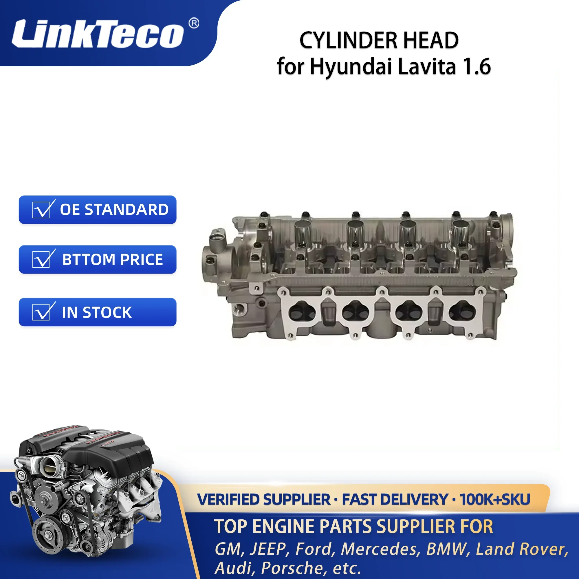 LINKTECO GENUINE CYLINDER HEAD ASSY for Hyundai Lavita 1.6 2001-2005 2210026850 2210026850 1020111004 2210026100