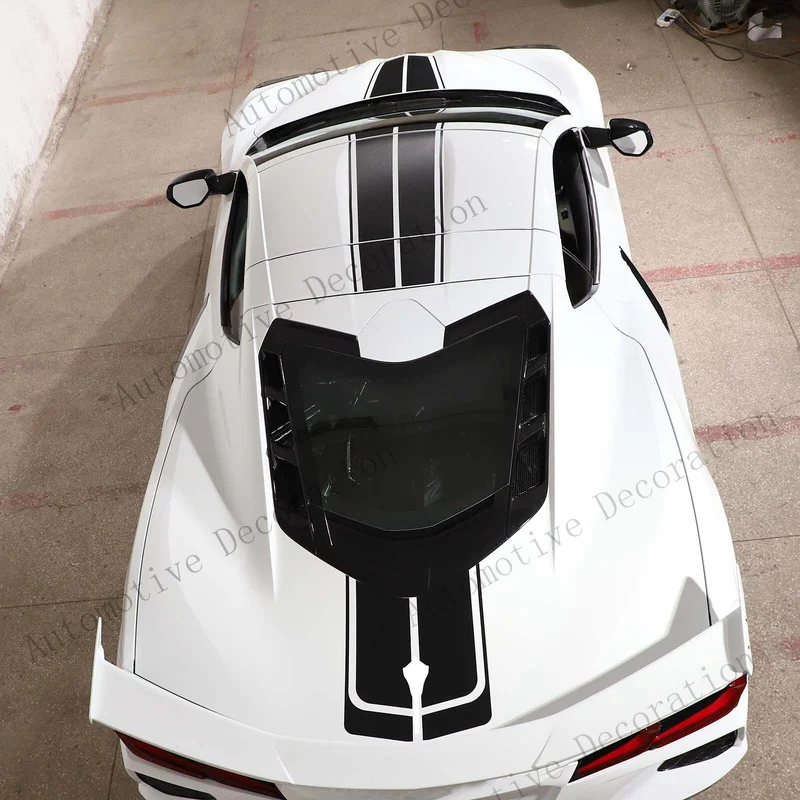 Z+ Roof Racing Stripes Overlay Graphic Decal Flat Vinyl for Corvette C8 2020-26