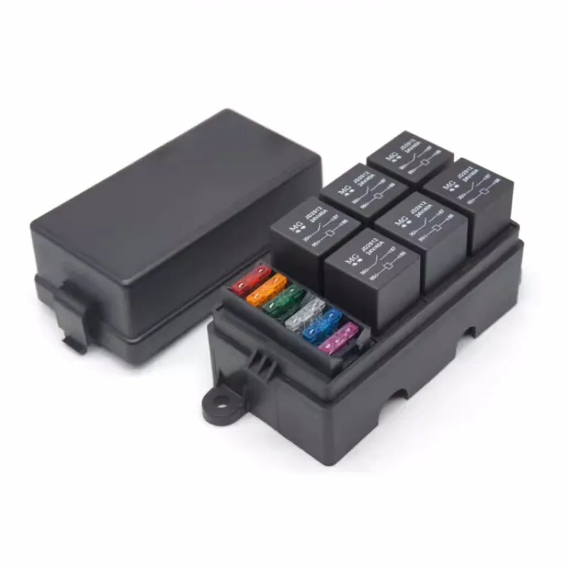 6Way Auto Off-Road Vehicle Spotlights Strip Lights Modified Large Current 12V24V40A80A Multi-Way Control Fuse Box