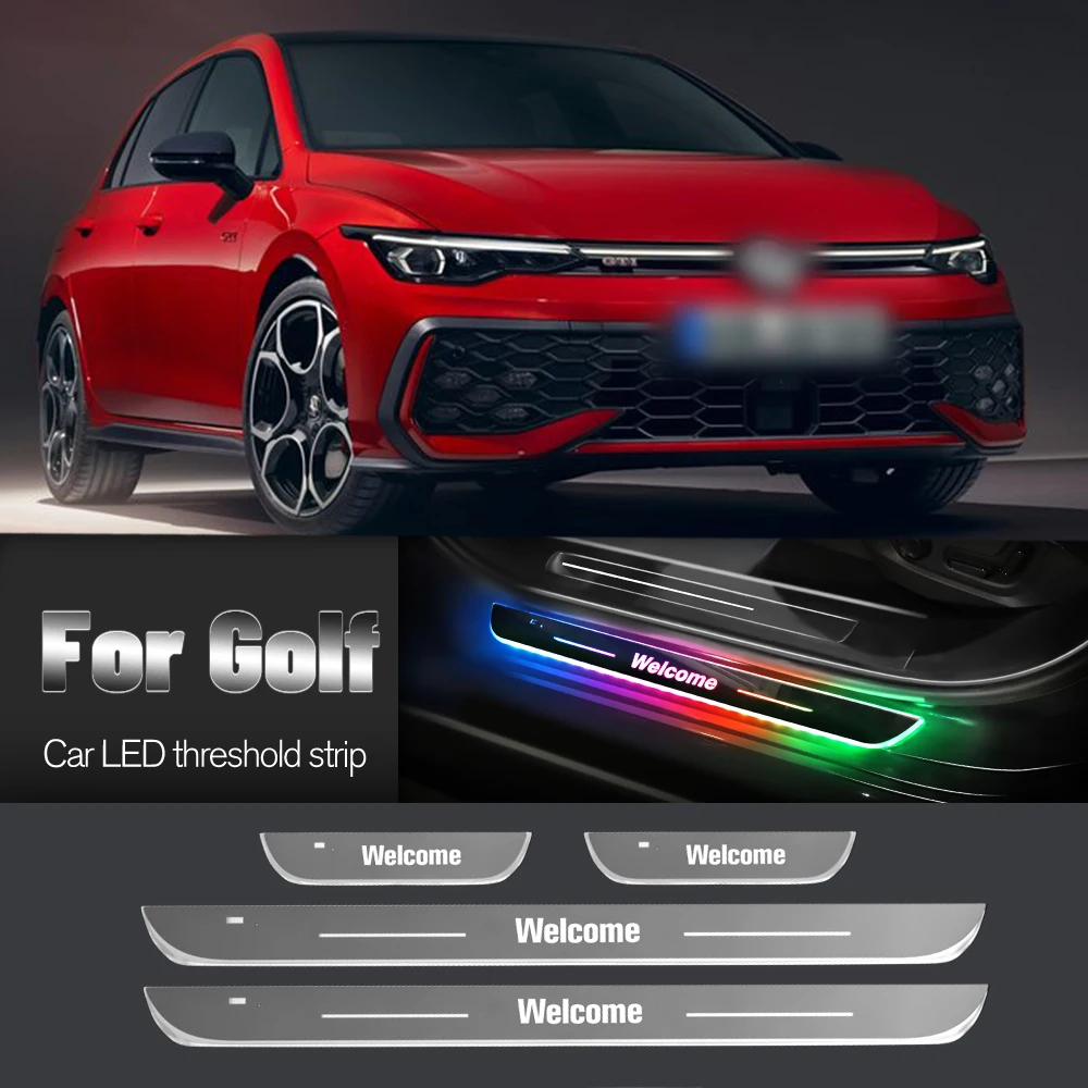 Car Door Sill Light For Volkswagen VW Golf 4 5 6 7 8 Plus 2002-2023 Customized Logo LED Welcome Threshold Pedal Lamp Accessories