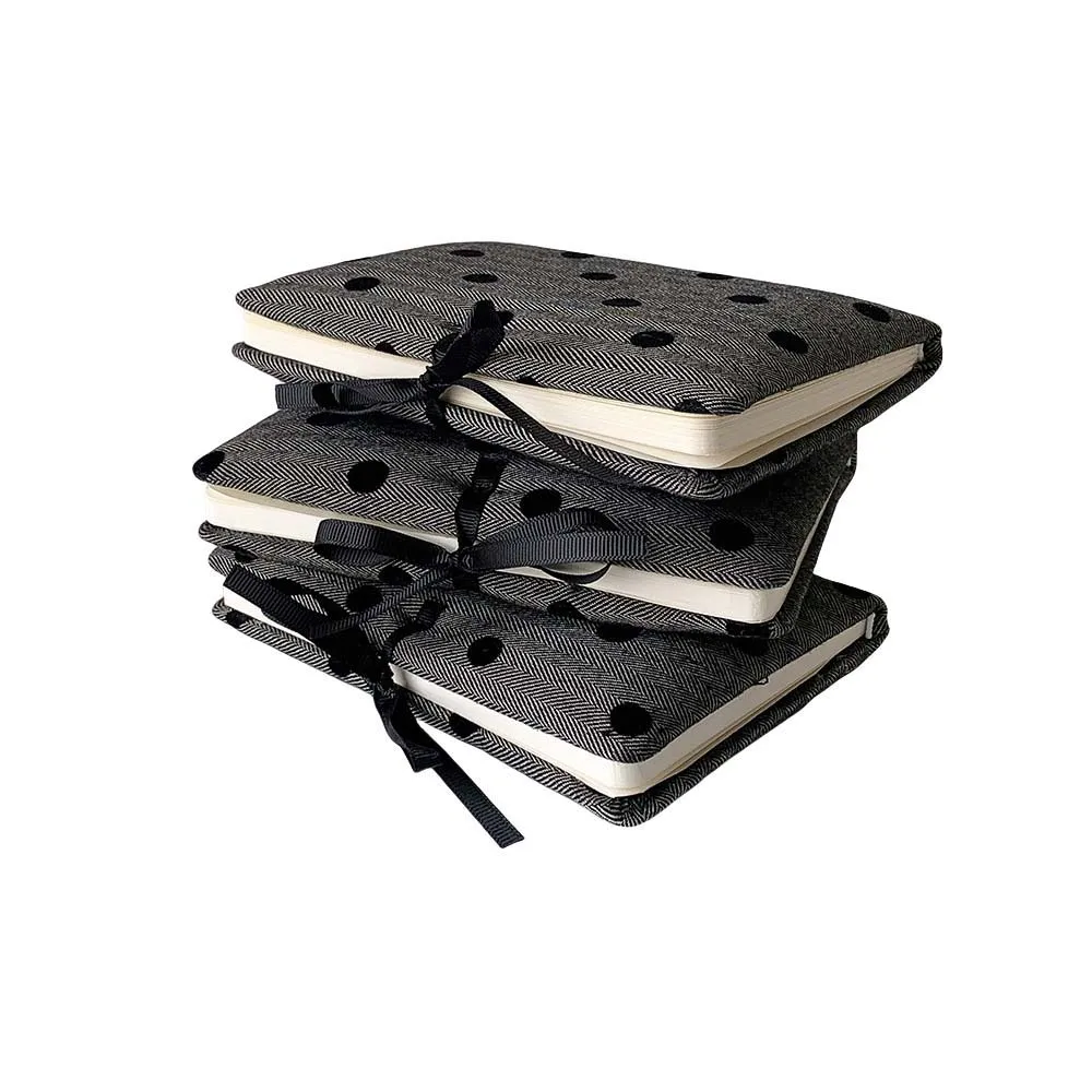 Stationery A6 Pocket Planner Learning Papers Grey Round Dot Cover Cloth Straps Notebook Princess Style Portable