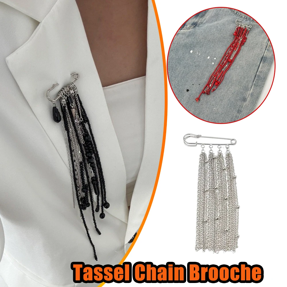 Mode Kristall Perlen Brosche Pin Anti Slip Sicherheit Quaste Anhänger Revers Nadel Anzug Kleid Kette Fringe Schmuck Zubehör Stil