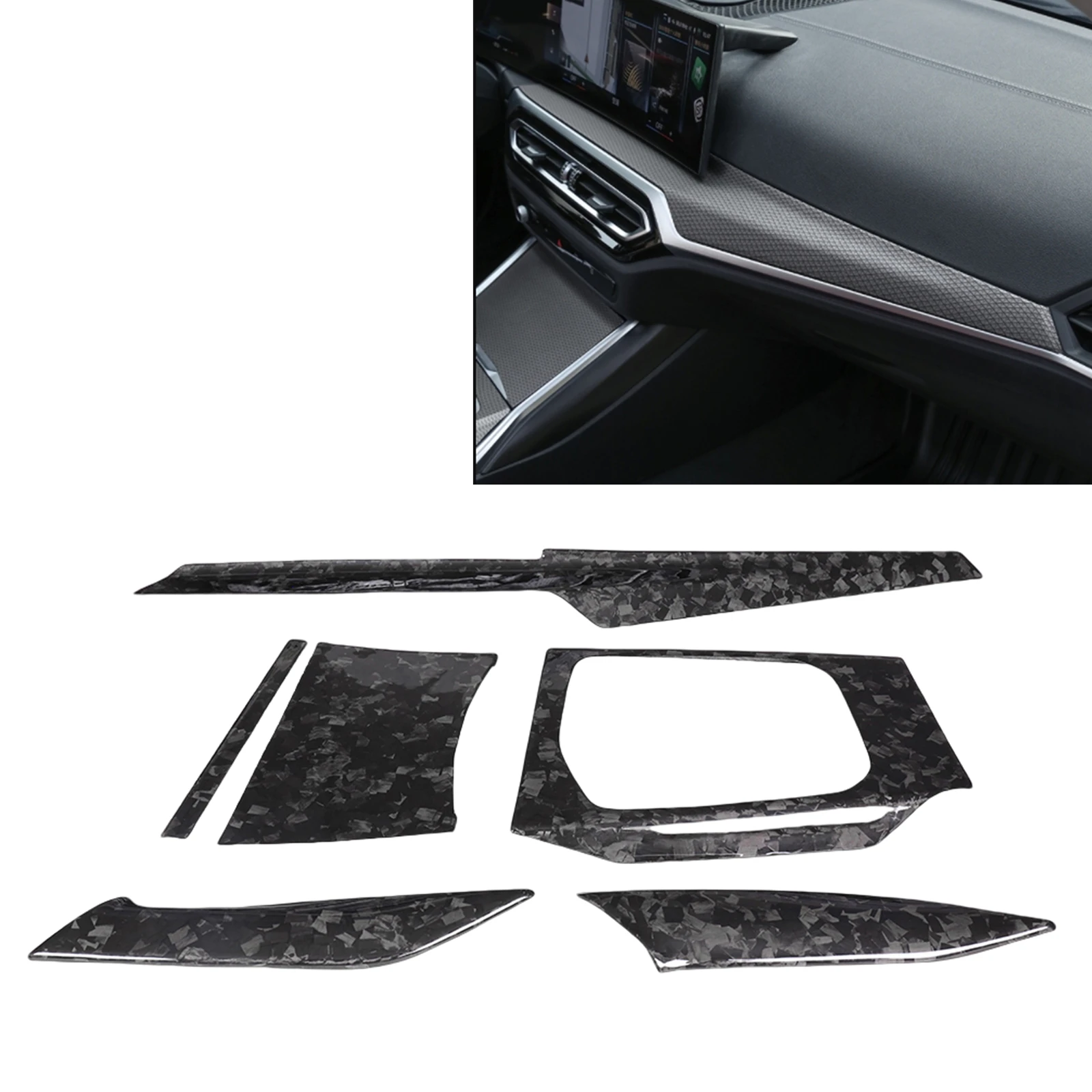 

For BMW 3 4 Series G20 G22 G28 G80 G82 2023-2024 Real Dry Carbon Fiber Interior Center Console Gear Shift Panel Trim Cover Frame