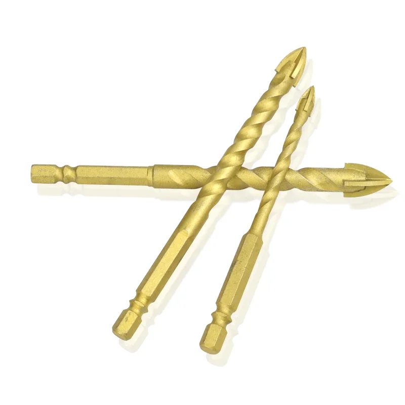 Foret à verre à tige hexagonale 6/8/10/12mm, coupe-trou de flûte en spirale pour carrelage, outils de perçage à tête de lance croisée