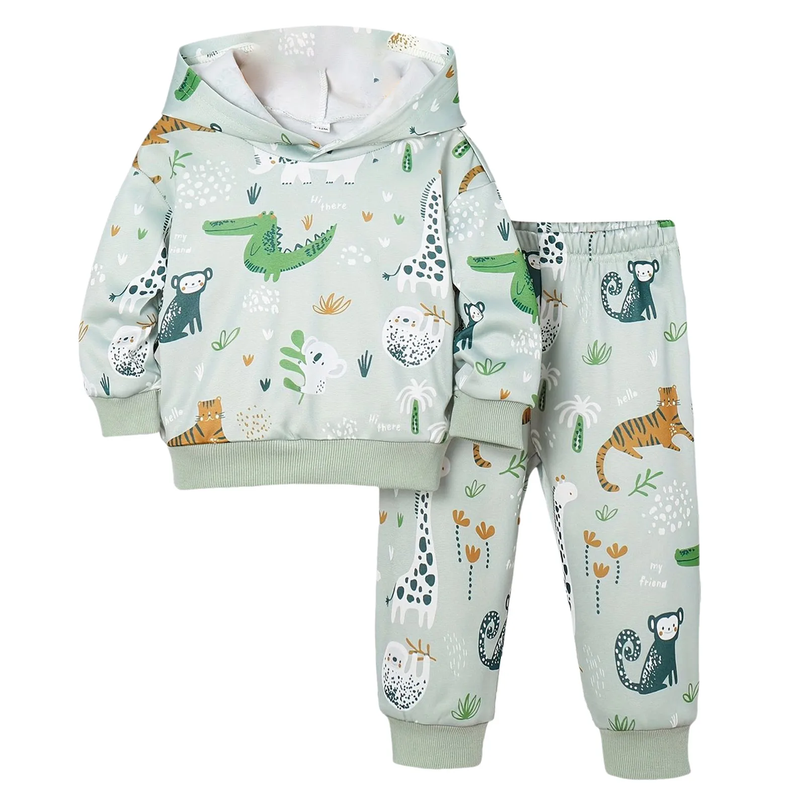 طفل رضيع الأطفال طفل الفتيان ديناصور طويلة الأكمام هوديي قمم Sweatsuit السراويل الشتاء الزي مجموعة طفل رضيع سترة